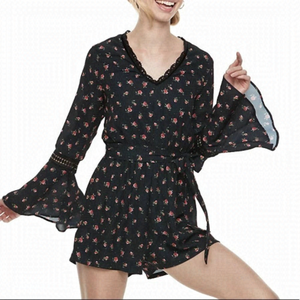 𝅺disney Princess Roses Bell Sleeve Romper Floral